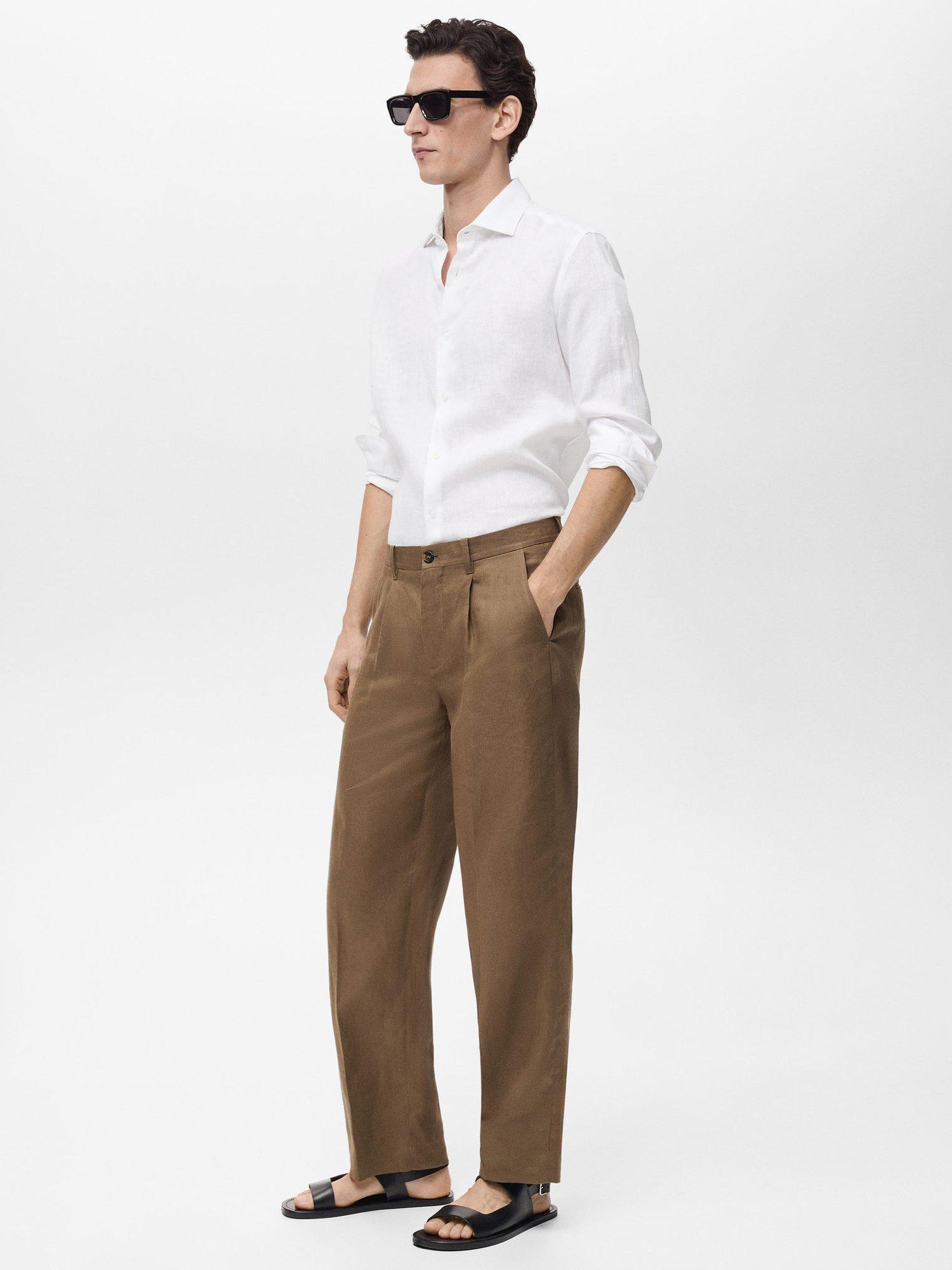 Product image 7 of 8, which shows Mango Tucan Linen Regular Fit Shirt, White, L