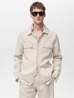Mango Umbria Linen Regular Fit Shirt, Natural Beige