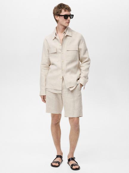 Mango Umbria Linen Regular Fit Shirt - view 2, Natural Beige