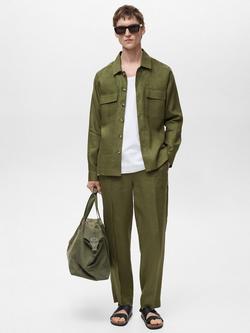 Mango Umbria Linen Regular Fit Shirt - view 2, Mid Green