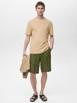 Mango Liman Linen Blend Regular Fit Short Sleeve T-Shirt - view 2, Light Beige