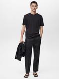 Mango Liman Linen Blend Regular Fit Short Sleeve T-Shirt, Black