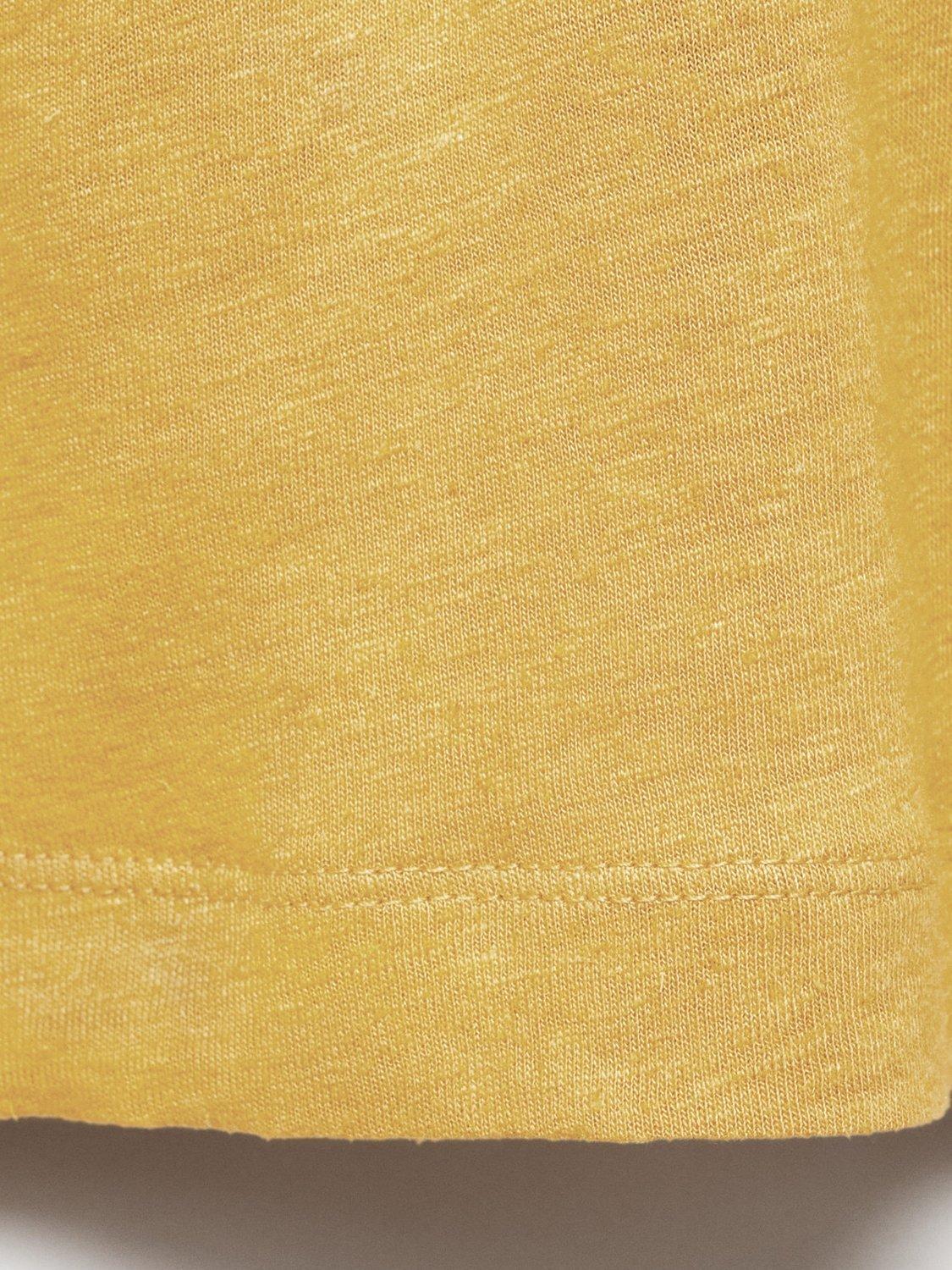 Product image 5 of 8, which shows Mango Liman Linen Blend Regular Fit Short Sleeve T-Shirt, Mid Yellow, XS