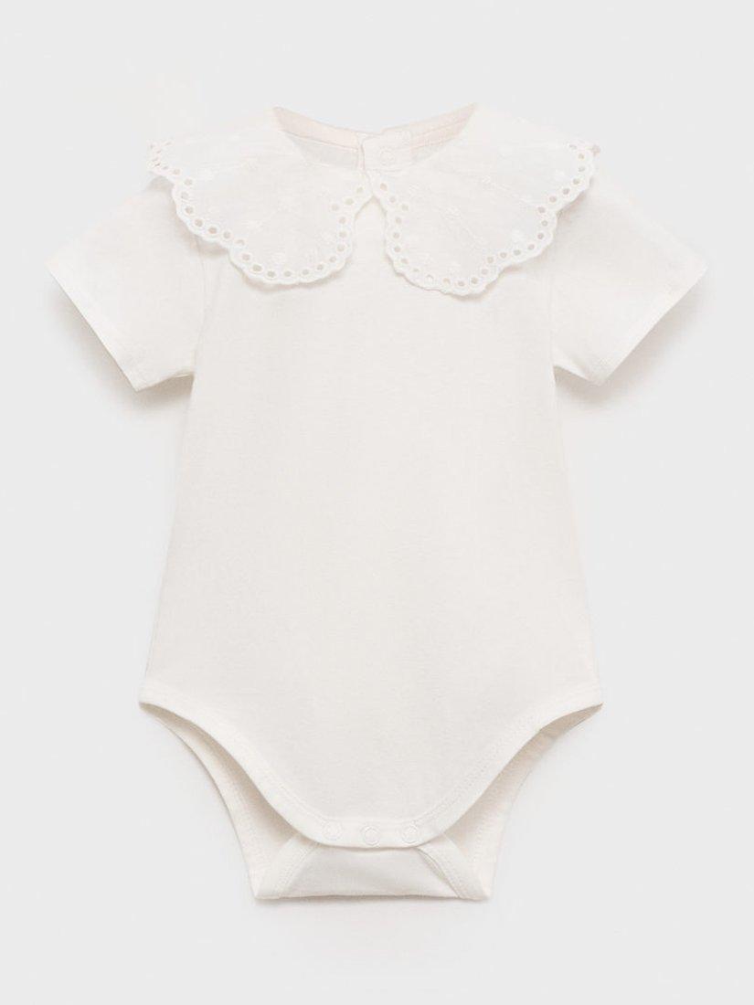Product image 1 of 4, which shows Mango Baby Tulipan Bodysuit, Natural White, 1-3 months