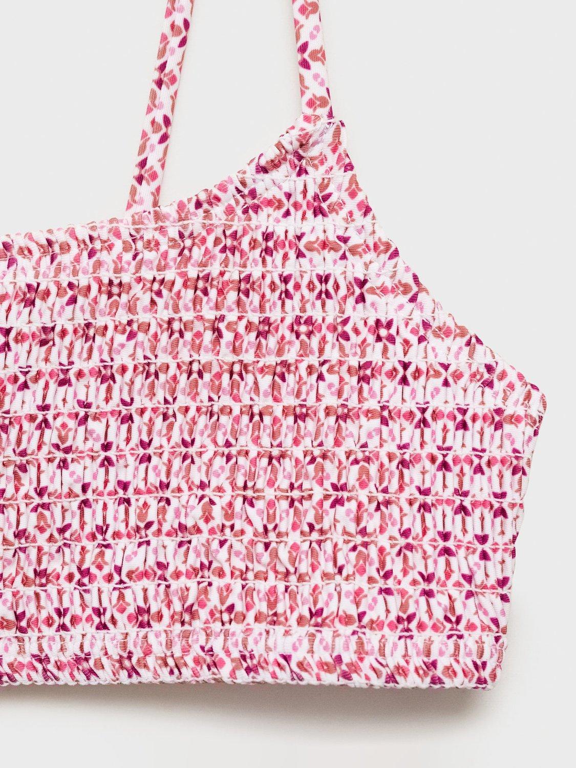 Product image 4 of 4, which shows Mango Kids' Palokg Shirred Bikini, Medium Orange, 11-12 years