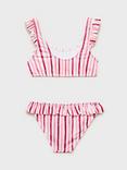 Mango Kids' Stripe Frill Trim Bikini, Red