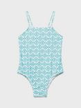 Mango Kids' Floral Print Swimsuit, Green