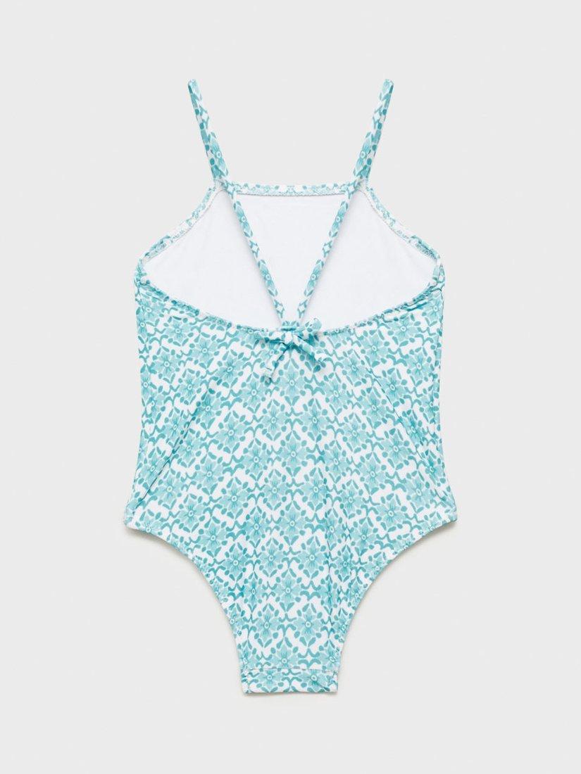 Product image 2 of 4, which shows Mango Kids' Floral Print Swimsuit, Green, 12-18 months