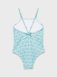 Mango Kids' Floral Print Swimsuit, Green
