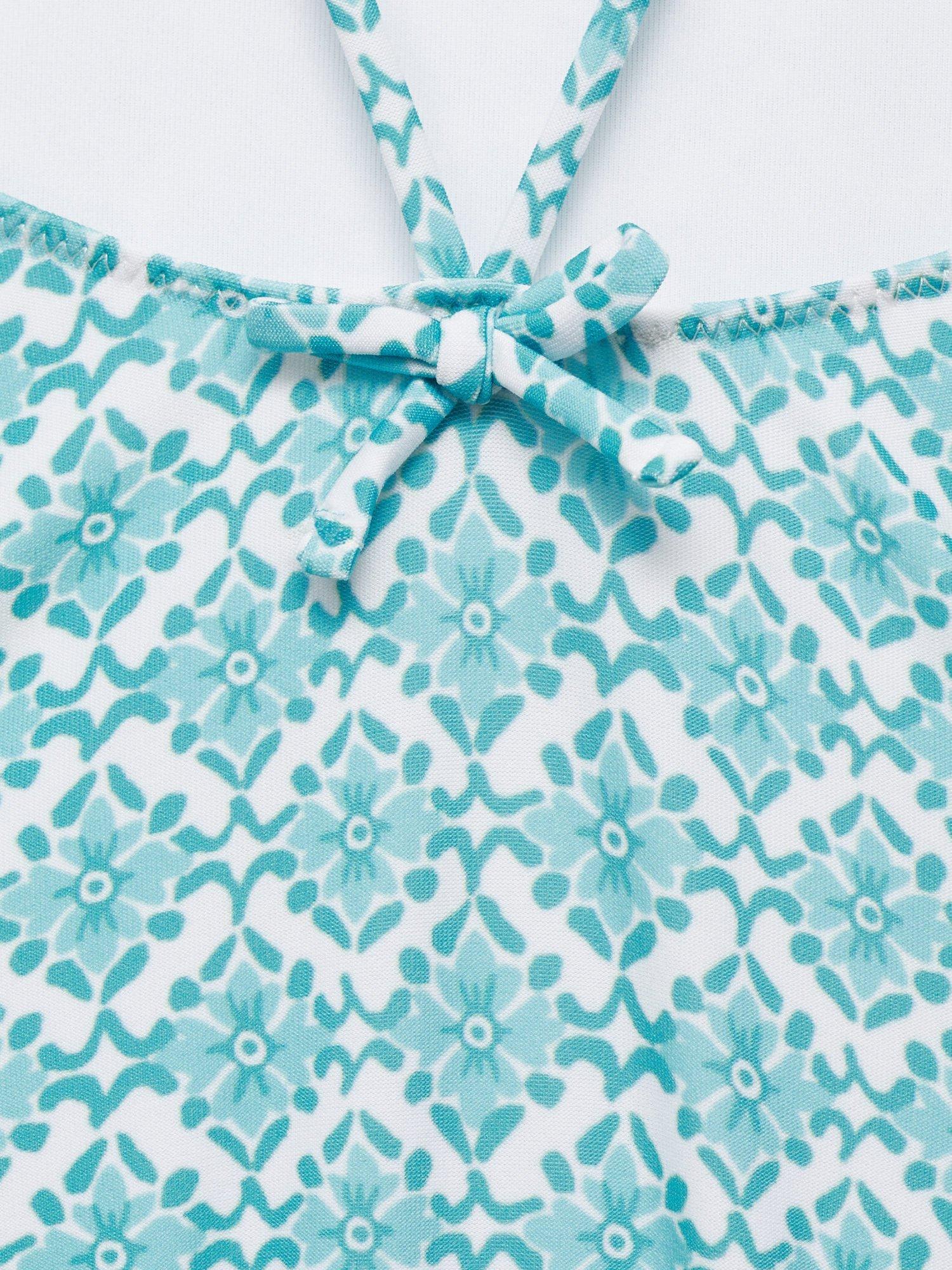 Product image 4 of 4, which shows Mango Kids' Floral Print Swimsuit, Green, 12-18 months