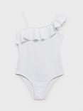 Mango Kids' Asymmetric Frill Trim Swimsuit, White
