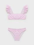 Mango Kids' Floral Print Ruffle Bikini, Pink
