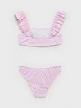 Mango Kids' Floral Print Ruffle Bikini, Pink