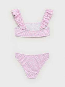 Mango Kids' Floral Print Ruffle Bikini, Pink - view 2, Pink