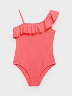 Mango Kids' Frill Swimsuit, Bright Orange, Bright Orange
