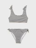 Mango Kids' Lazokg Knotted Striped Bikini, Black/White