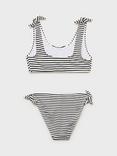 Mango Kids' Lazokg Knotted Striped Bikini, Black/White