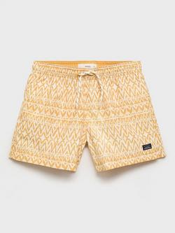 Mango Kids' Genob Geometric Swim Trunks, Medium Yellow, Medium Yellow