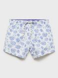 Mango Kids' Globobb Puffer Fish Print Swim Trunks, White