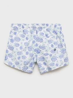 Mango Kids' Globobb Puffer Fish Print Swim Trunks, White - view 2, White