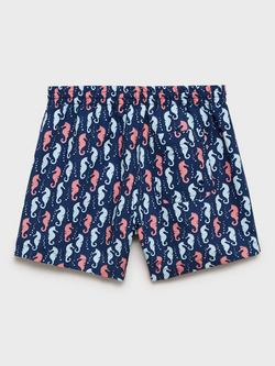 Mango Kids' Seahorse Print Swim Trunks, Navy - view 2, Navy
