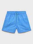 Mango Kids' Printed Drawstring Swim Shorts, Medium Blue