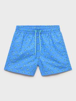 Mango Kids' Printed Drawstring Swim Shorts, Medium Blue, Medium Blue