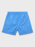 Mango Kids' Printed Drawstring Swim Shorts, Medium Blue
