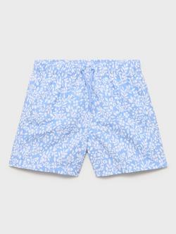 Mango Kids' Floral Swim Trunks, Pastel Blue, Pastel Blue