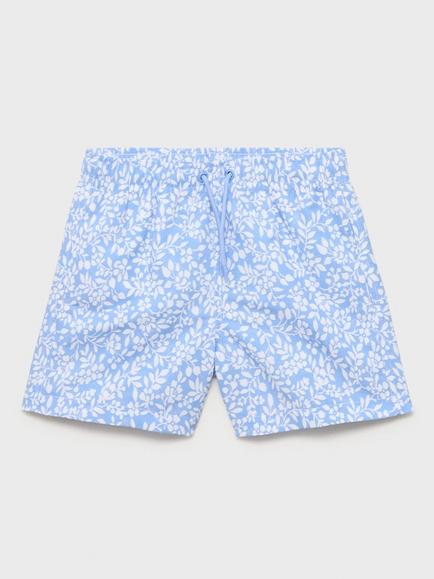 Mango Kids' Floral Swim Trunks, Pastel Blue, Pastel Blue
