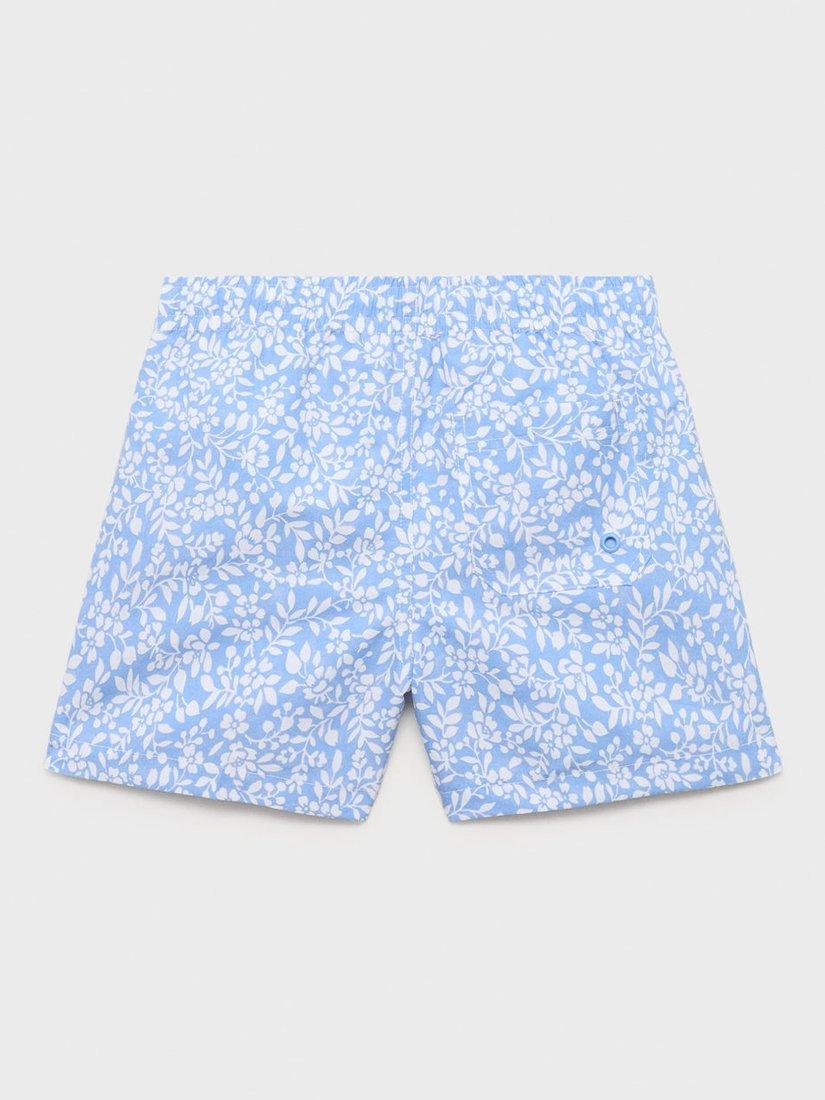 Product image 2 of 4, which shows Mango Kids' Floral Swim Trunks, Pastel Blue, 5-6 years