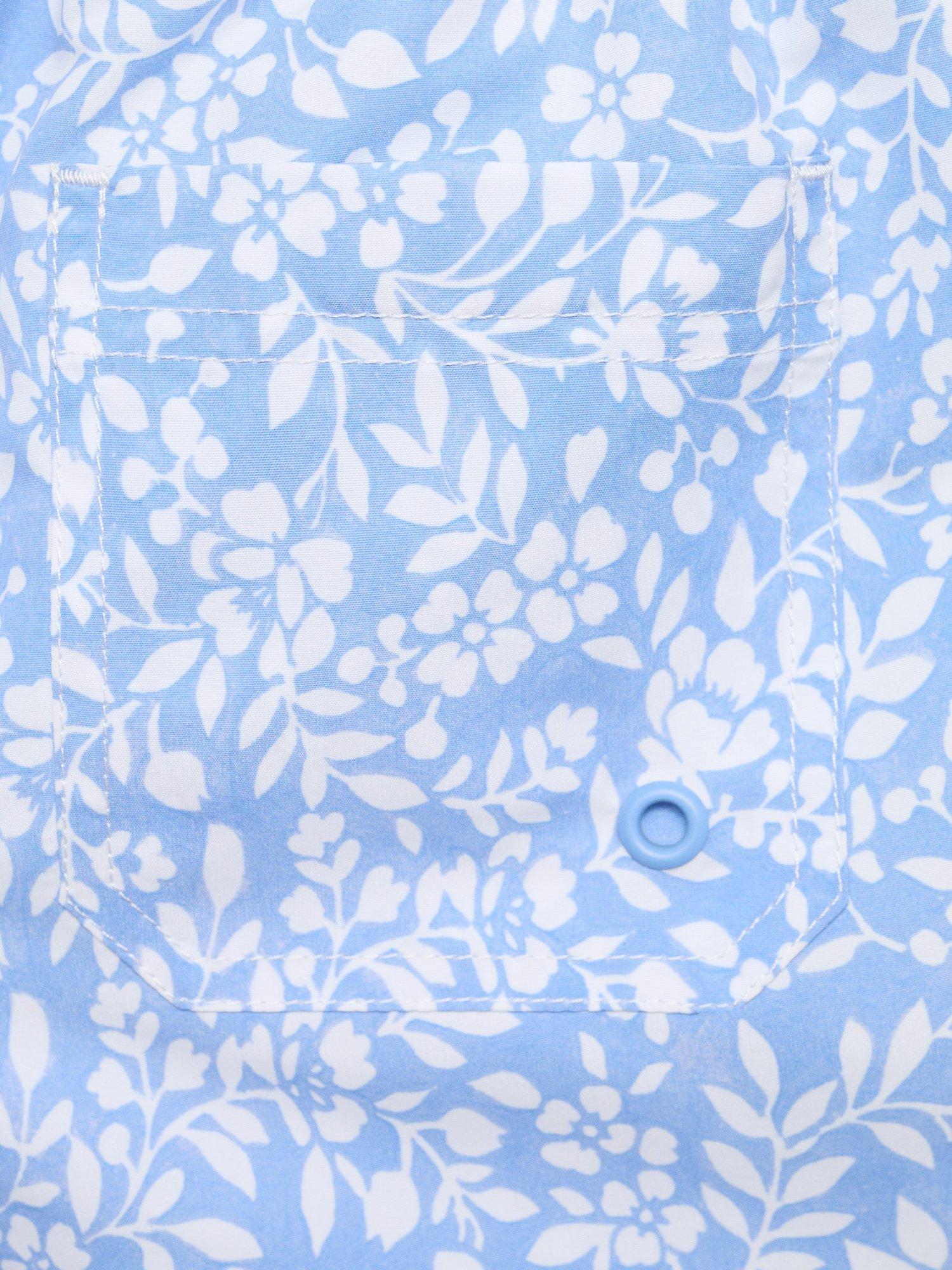 Product image 3 of 4, which shows Mango Kids' Floral Swim Trunks, Pastel Blue, 5-6 years