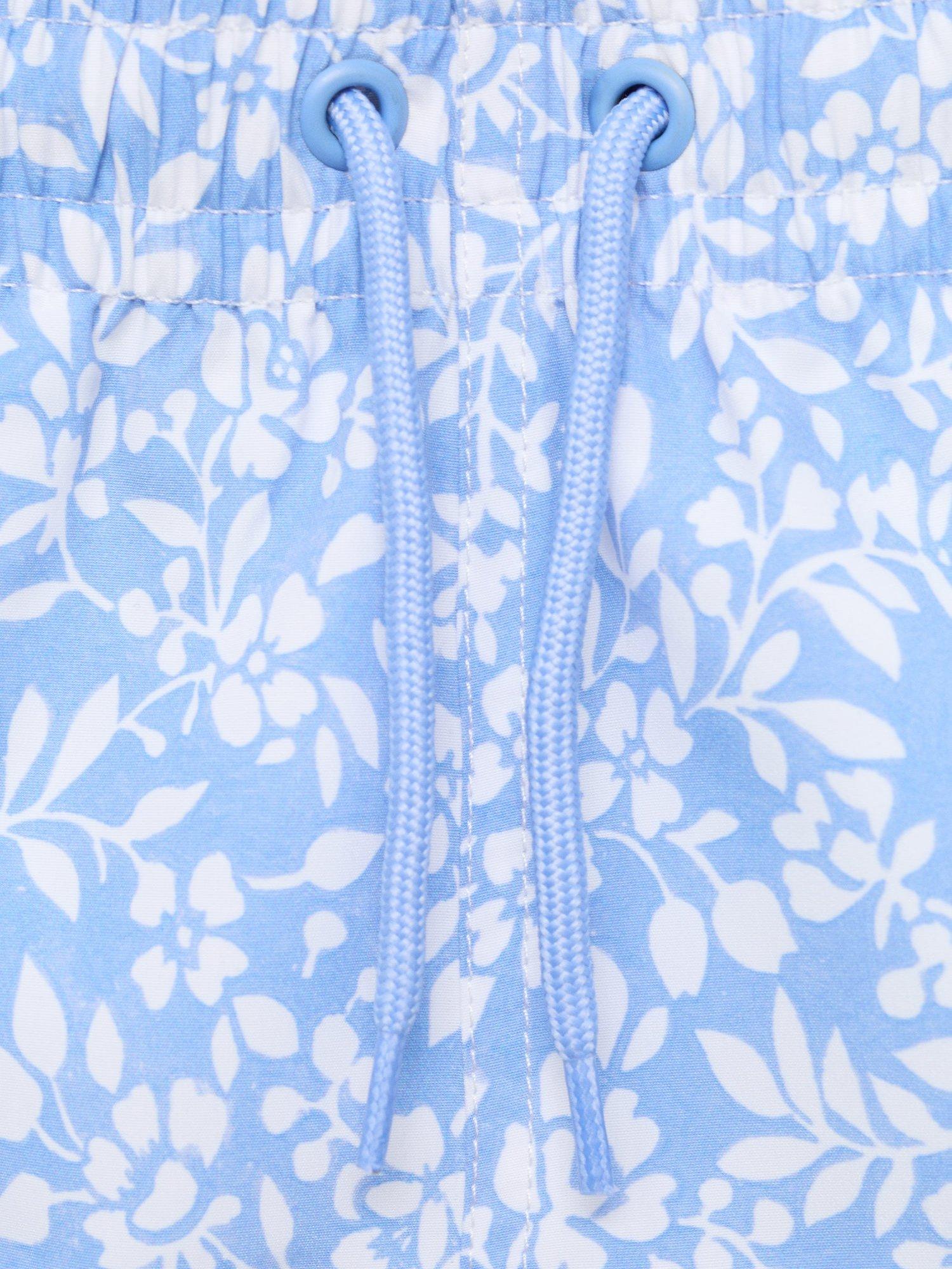 Product image 4 of 4, which shows Mango Kids' Floral Swim Trunks, Pastel Blue, 5-6 years
