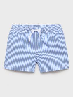Mango Kids' Proabb Stripe Swim Trunks, Medium Blue, Medium Blue