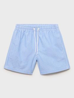 Mango Kids' Stripe Swim Trunks, Medium Blue, Medium Blue