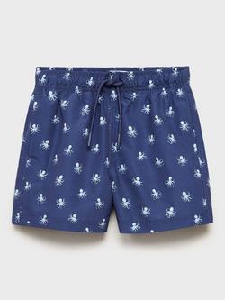 Mango Kids' Octopus Print Swimming Trunks, Navy, Navy
