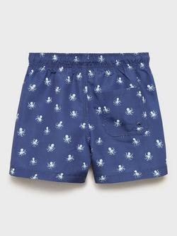 Mango Kids' Octopus Print Swimming Trunks, Navy - view 2, Navy