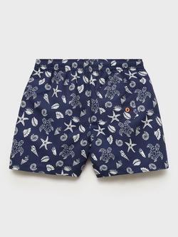 Mango Kids' Turtle Swim Shorts, Navy - view 2, Navy