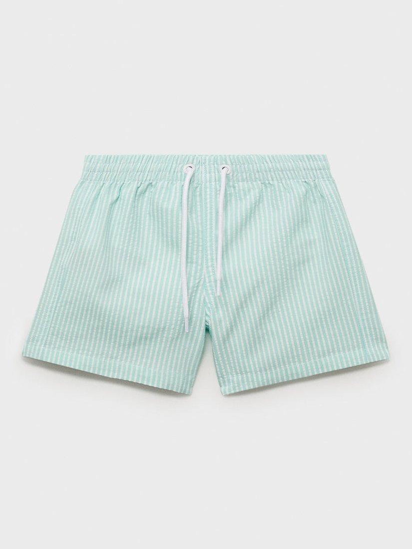 Product image 1 of 4, which shows Mango Kids' Stripe Swim Trunks, Green, 12-18 months