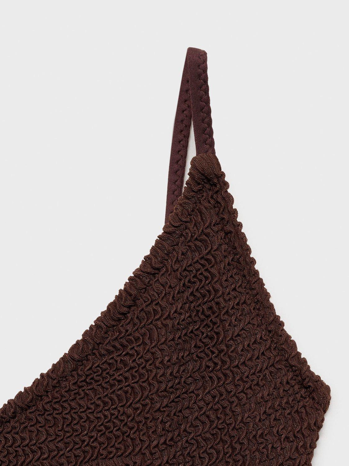 Product image 7 of 7, which shows Mango Ocean Rib Knit Swimsuit, Dark Brown, L