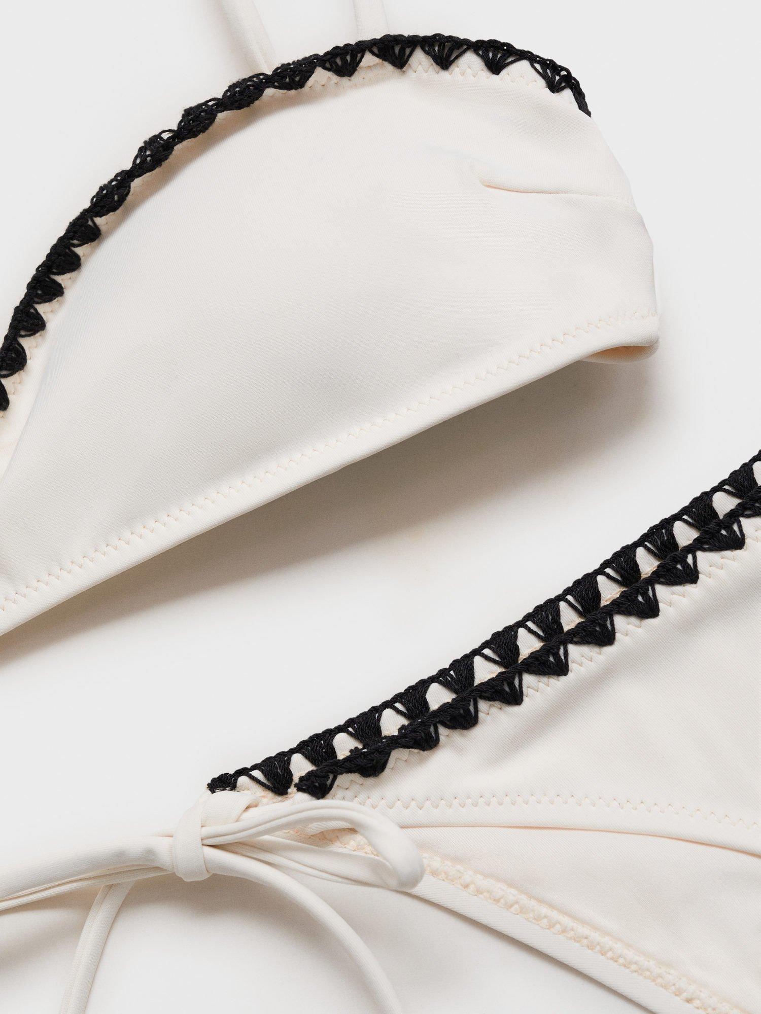 Product image 5 of 8, which shows Mango Salines Contrast Trim Bikini Bottoms, White/Black, L