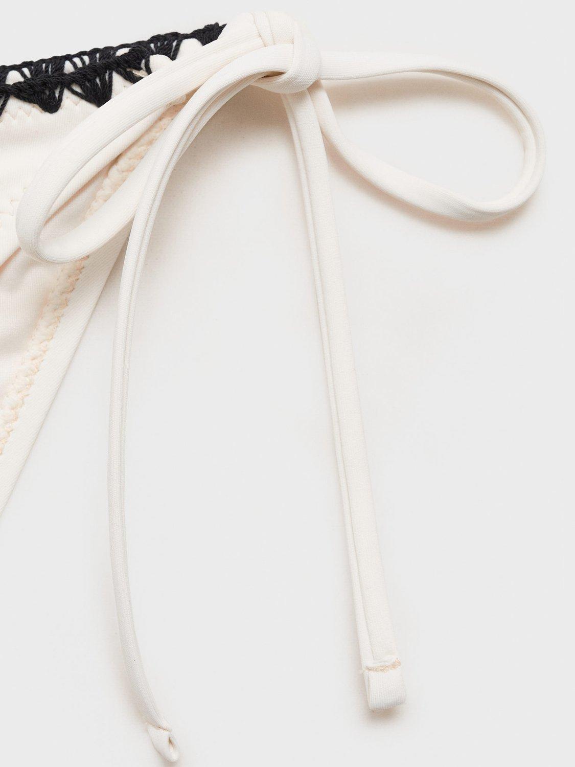 Product image 8 of 8, which shows Mango Salines Contrast Trim Bikini Bottoms, White/Black, L