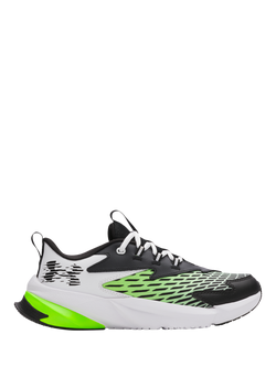 Under Armour Kids' BGS Scramjet 7 Leather Running Trainers, White/Green/Black, White/Green/Black