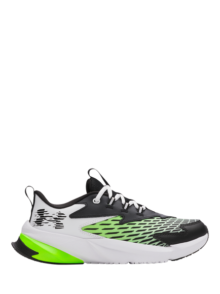 Under Armour Kids' BGS Scramjet 7 Leather Running Trainers, White/Green/Black, White/Green/Black