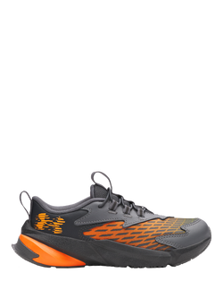Under Armour Kids' BPS Scramjet 7 Leather Running Trainers, Anthracite/Orange, Anthracite/Orange