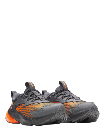 Under Armour Kids' BPS Scramjet 7 Leather Running Trainers, Anthracite/Orange - view 2, Anthracite/Orange