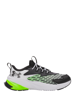 Under Armour Kids' BPS Scramjet 7 Leather Running Trainers, White/Green/Black, White/Green/Black