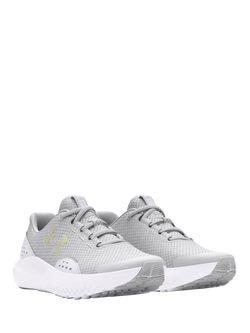 Under Armour Kids' GGS Surge 4 Textile Trainers, Gray/White - view 2, Gray/White