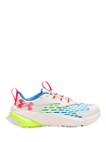 Under Armour Kids' BPS Scramjet 7 Leather Running Trainers, White/Yellow/Red