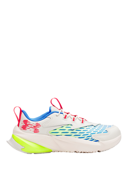 Under Armour Kids' BPS Scramjet 7 Leather Running Trainers, White/Yellow/Red, White/Yellow/Red